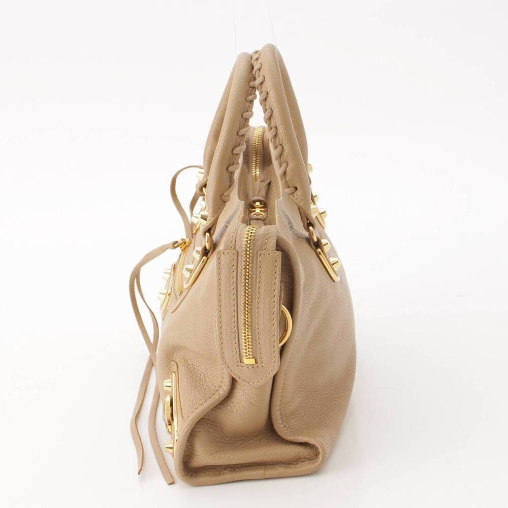 Balenciaga Metal City Leather Handbag Beige - Picture 3 of 8